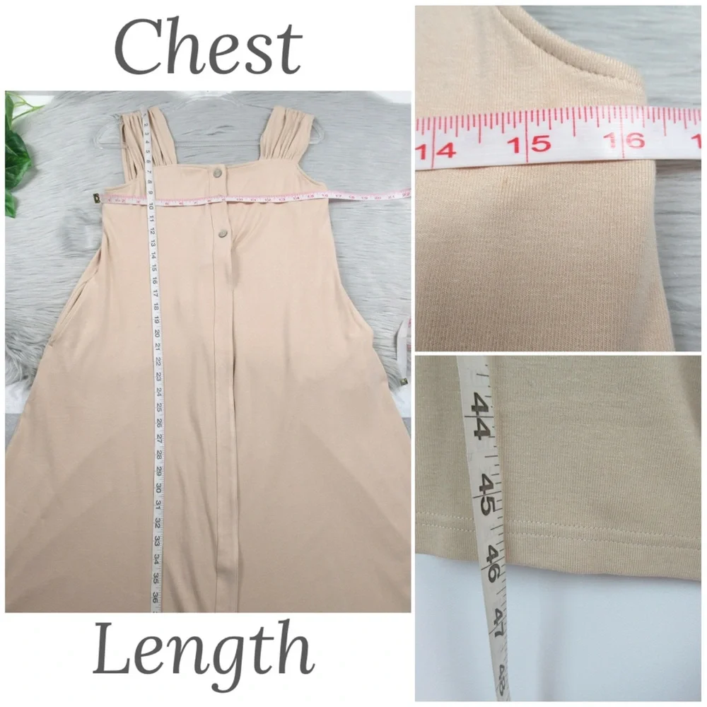 NAP Loungewear Button Open Front Slit Lagenlook Maxi Dress Womens Size Small